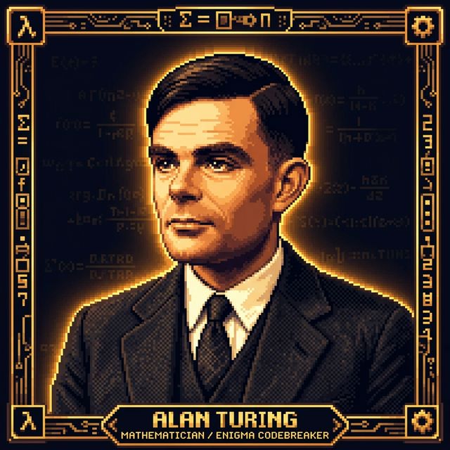 Alan Turing pixel portrait