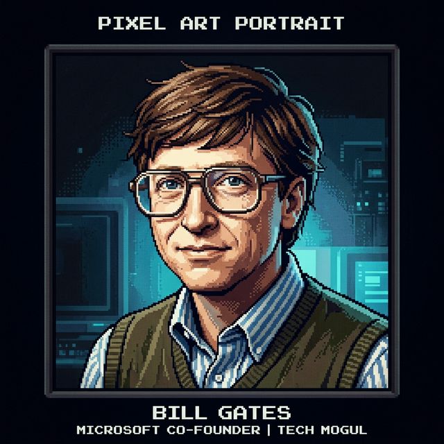 Bill Gates pixel portrait