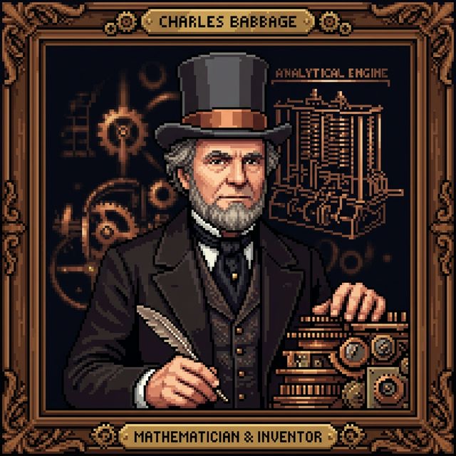 Charles Babbage pixel portrait