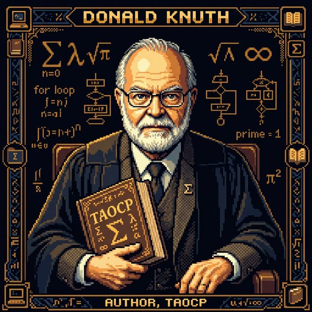 Donald Knuth pixel portrait