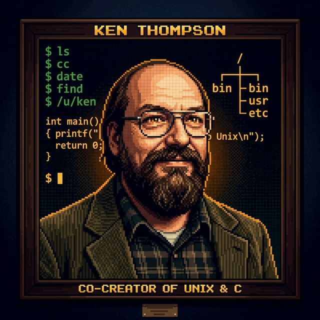 Ken Thompson pixel portrait