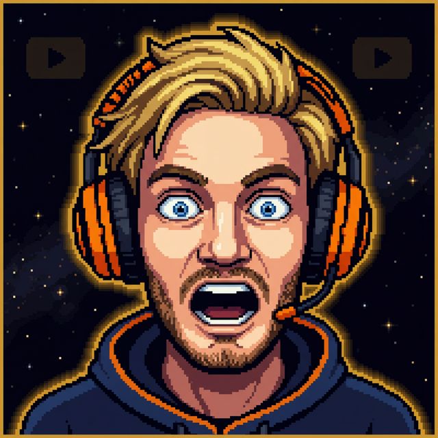 PewDiePie pixel portrait